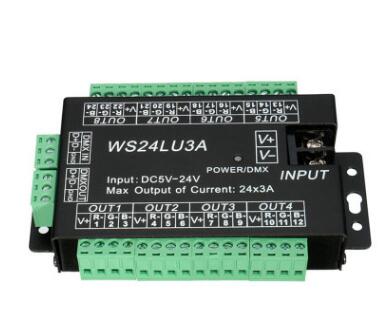 厂家直销LED控制器WS24LU3A解码器24通道RGB灯带模组控制器DMX512