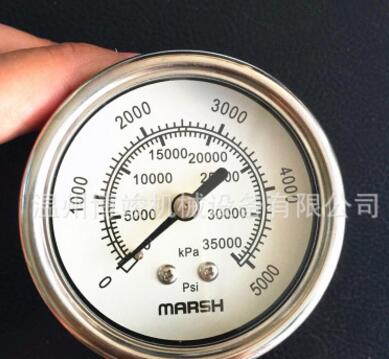 原装美国进口MARSH 0~3000/5000psi不锈钢高压水压表气压表压力表