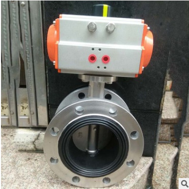 法兰式全气动不锈钢蝶阀D641X-16P软密封不锈钢蝶阀三元乙丙