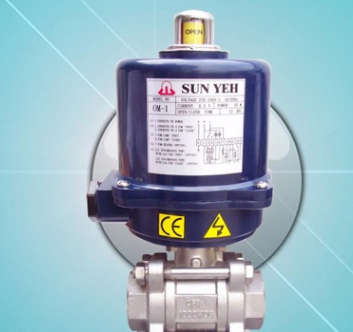 台湾SUNYEH电动球阀，三片式不锈钢电动V型球阀，电动阀