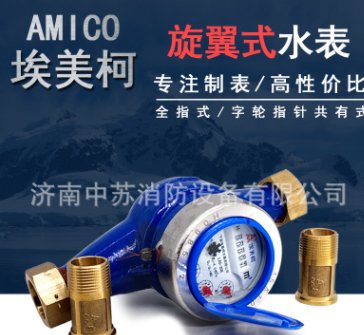 宁波埃美柯LXS-E钢罩铜接旋翼湿式冷水表出租房水表4分6分DN15图1