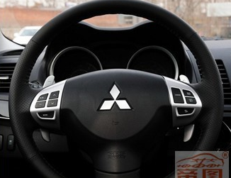 三菱翼神方向盘标及按键区防刮保护成型3D碳纤贴（3件套）