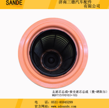 主滤芯总成+安全滤芯总成（曼-胡默尔2841）WG9725190102+103