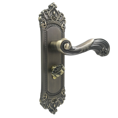 门锁实心锌合金欧式静音实木门锁 室内木门通用型象白色黄古锁具