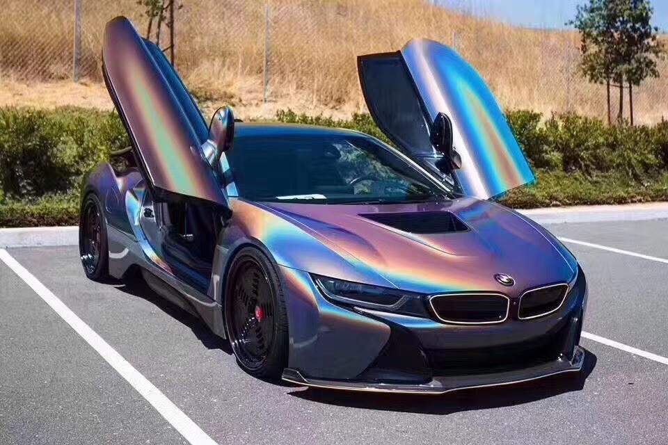 幻彩彩虹锦绣灰 锦绣灰镭射膜 进口锦绣灰改色贴膜1.52*18m