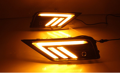 17-18款途观L日行灯 新款途观L雾灯改装LED行车灯双色/三色流光