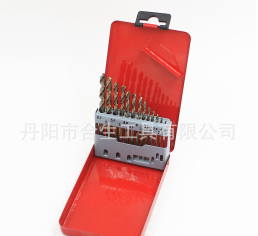跨境M35高速钢烤黄麻花钻全磨 不锈钢开孔含钴电钻头套装直柄刃具