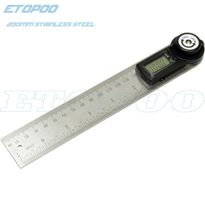Etopoo荣誉品质 0-200MM 999.9度 二合一 不锈钢 数显 角度尺