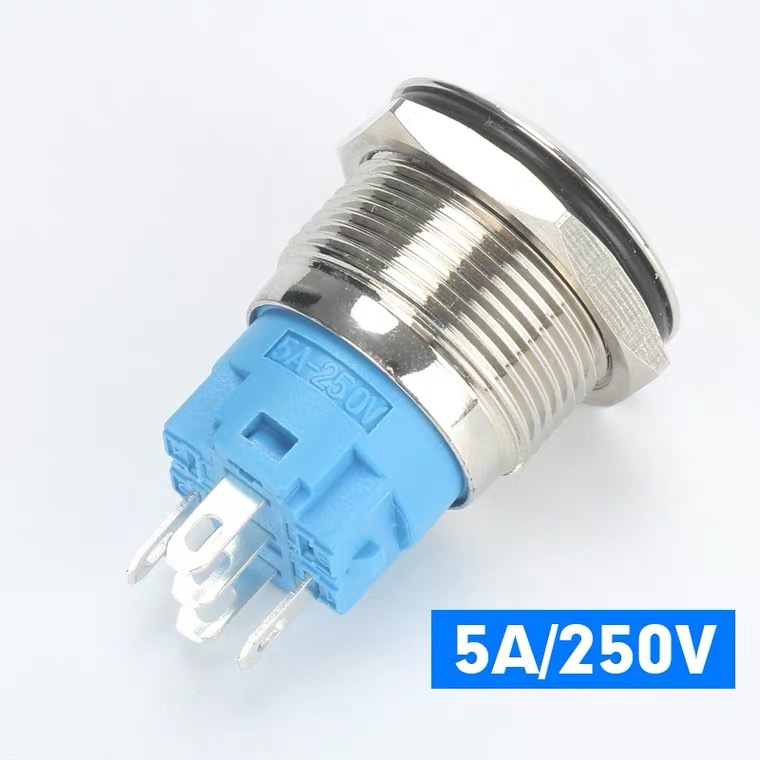 8/12/16/19/22mm金属按钮开关带灯自锁复位不锈钢按钮开关镀金脚图1