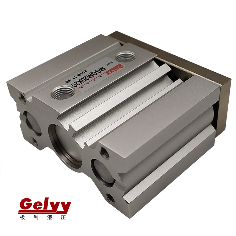 三杆三轴MGQM/L25/32/40-25/50/100/200/300/500双辅杆带挡板气缸图1