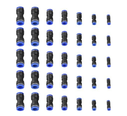 气动接头蓝色PU/PC/PL/PE/LSA/PM快速接头直通三通散装接头可包装