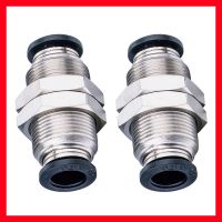 穿板隔板联管直通气动快速接头PM-4/6/8/10/12/16mm气管快插接头