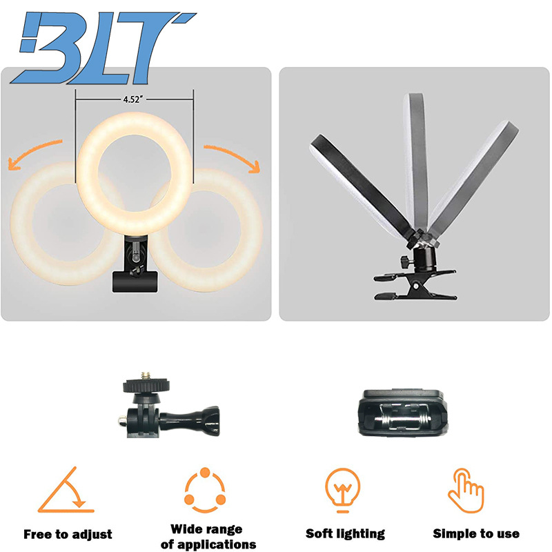 跨境专供LED ring lights补光灯16CM桌面手机直播美颜环形灯厂家图1