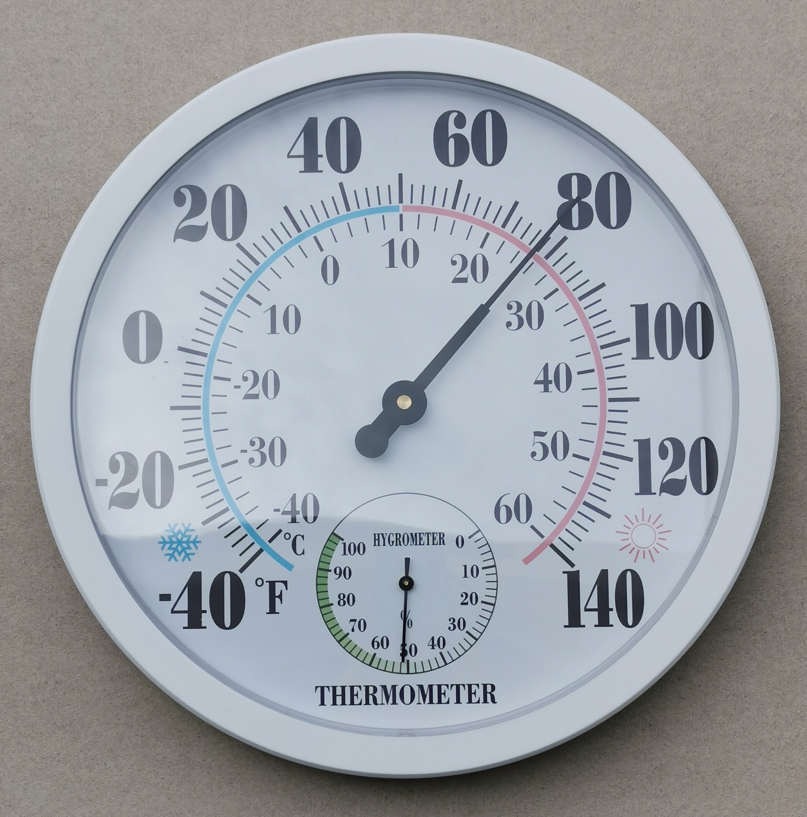 TH9250P-25CM温湿度计（全塑料壳白壳）