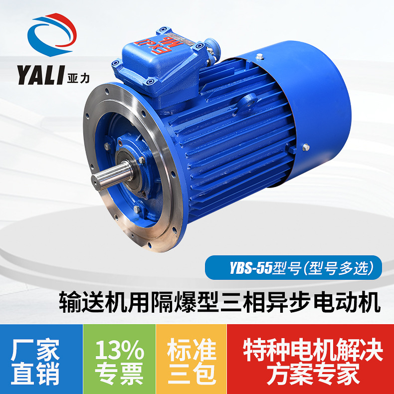 厂家江苏YBS-55型号输送机用隔爆型三相异步电动机多规格防爆电机