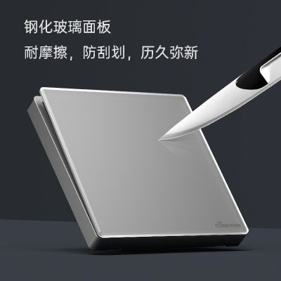 钢化玻璃开关插座面板86型墙壁暗装5孔开关家用五孔插座批 发灰色图3