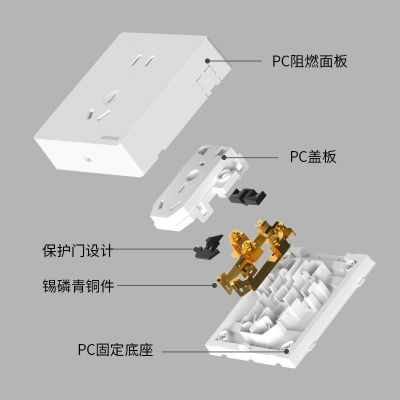 明装开关插座 86型墙壁五孔插座批发十五孔多孔明线开关插座面板图3