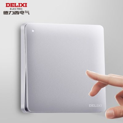 德力西开关插座家用暗装墙壁一开五孔银灰色北欧开关面板复古开关图3