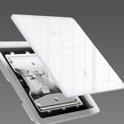 国际电工超薄开关插座面板86型亚克力镜面玻璃白色家用一开带五孔图4