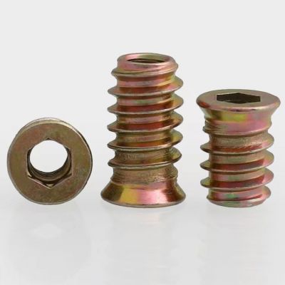 镀彩锌内六沉头内外牙螺母/家具预埋带垫带介实木铁螺帽M6M8M10图4