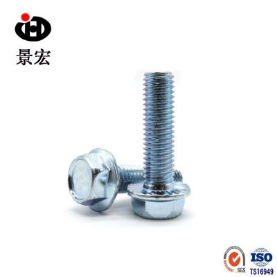 厂家销售蓝白锌美制/英制六角法兰面螺栓 凹脑带齿法兰螺栓1/4-20图3