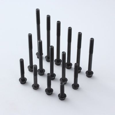 前程法兰螺栓12.9级高强度带齿防滑发黑圆柱头全牙六角螺栓图2