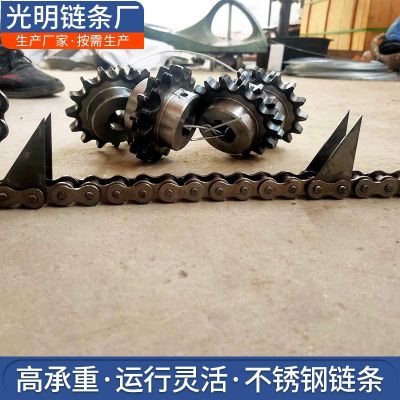 尖齿链条链轮 4分5分6分双节距链条不锈钢弯板链条刮板机带耳链条图3