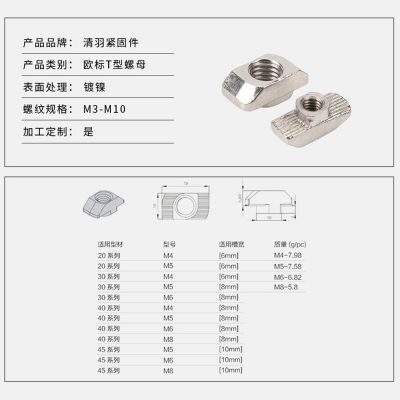 欧标铝型材t型螺母滑块螺母 锤头螺母 船型螺母20/45系列M4M5M6M8图4