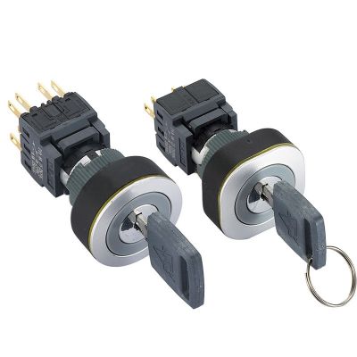 22mm钥匙选择开关旋转二三档自锁自复位触点2组3组常开常闭电源锁图5