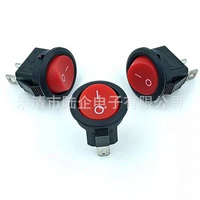供应3A小圆形船型开关红盖黑壳2脚圆翘板开关图1