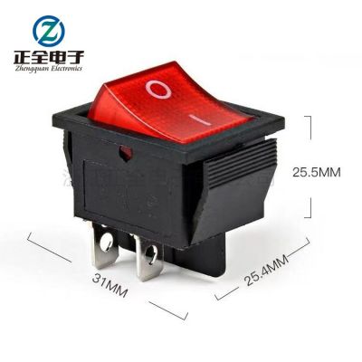 船型开关 KCD4 带灯翘板开关 4脚2档大电流器械开关16A电源开关图1