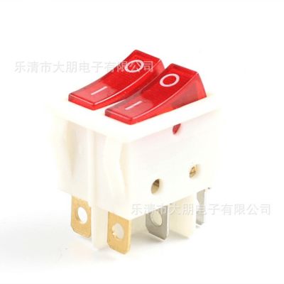 KCD3船型开关 25*32双联开关 双按钮4脚/6脚 带灯不带灯电源开关图2