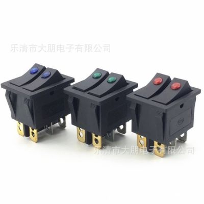 KCD3船型开关 25*32双联开关 双按钮4脚/6脚 带灯不带灯电源开关图5