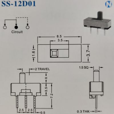 拨动开关 3脚单极玩具电源开关SS-12D00档位开关拨动开关图2