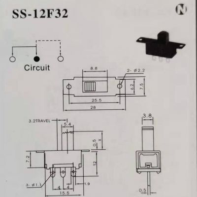 供应带螺丝孔拨动SS-12F32开关 耐高温拨动开关 电流三脚推动开关图4