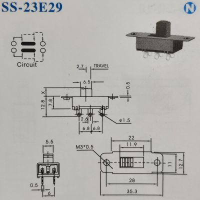 供应 SS23F19大电流三档拔动开关 6脚3档暖脚垫22K28波动风筒开关图2