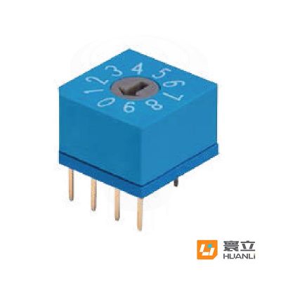 寰立开关直供10*10旋转编码开关 平柄直插贴片式编码开关 4*1脚位图4