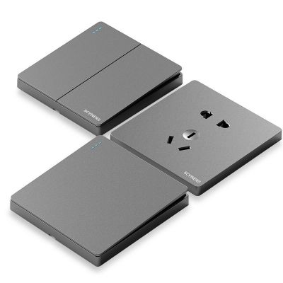 工厂特价款星空灰二三极五孔插座面板家装工程一位86开关插 座批发图5