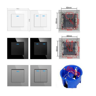 82型通用标墙壁开关黑白灰钢化玻璃面板嵌入式暗装LED翘板开关批图5