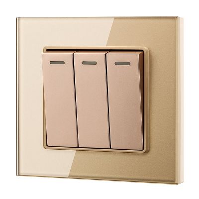 新款电器插座钢化玻璃面板三位三开单控开关墙壁86型明装暗装家用图4
