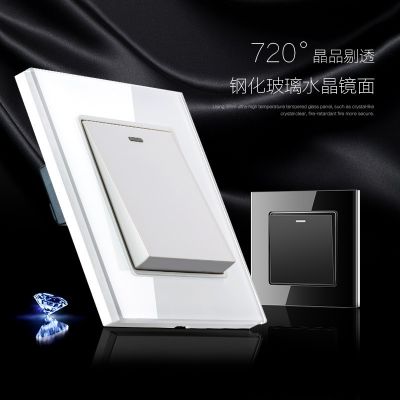 OEM电工墙壁一位一开双控开关86型钢化玻璃面板客厅卧室双向控制图3