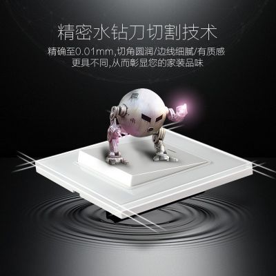 OEM电工墙壁一位一开双控开关86型钢化玻璃面板客厅卧室双向控制图4