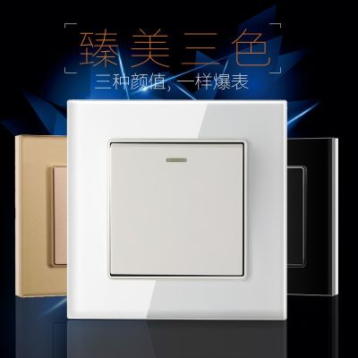 OEM电工墙壁一位一开双控开关86型钢化玻璃面板客厅卧室双向控制图2