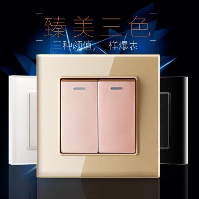 诺世奇厂家批发86型双开双控开关白色双联钢化玻璃面板墙壁家用图2