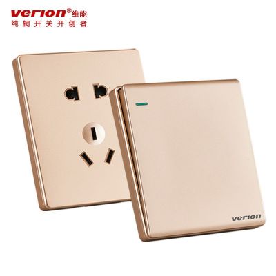 厂家新款86暗装大板金色开关别墅家用家装酒店工程空调开关插座图5