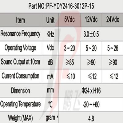 厂家批发压电有源24MM*16MM蜂鸣器2416插针3V-24V图5