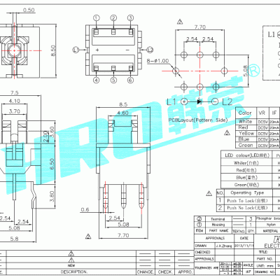 韩荣HRO 专业生产 带灯轻触开关 多色带LED灯轻触式 单双色可选图2