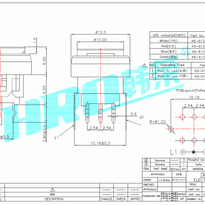 韩荣HRO 专业生产 带灯轻触开关 多色带LED灯轻触式 单双色可选图2