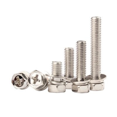 生产批发4.8级凹脑 十字外六角平弹垫三组合螺丝图3