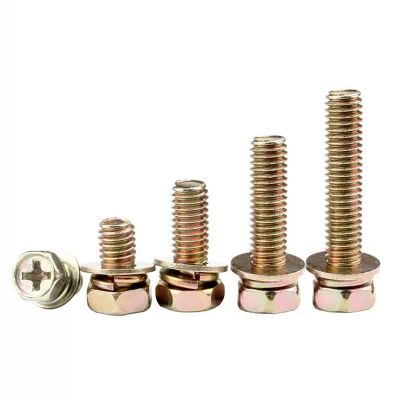 生产批发4.8级凹脑 十字外六角平弹垫三组合螺丝图5